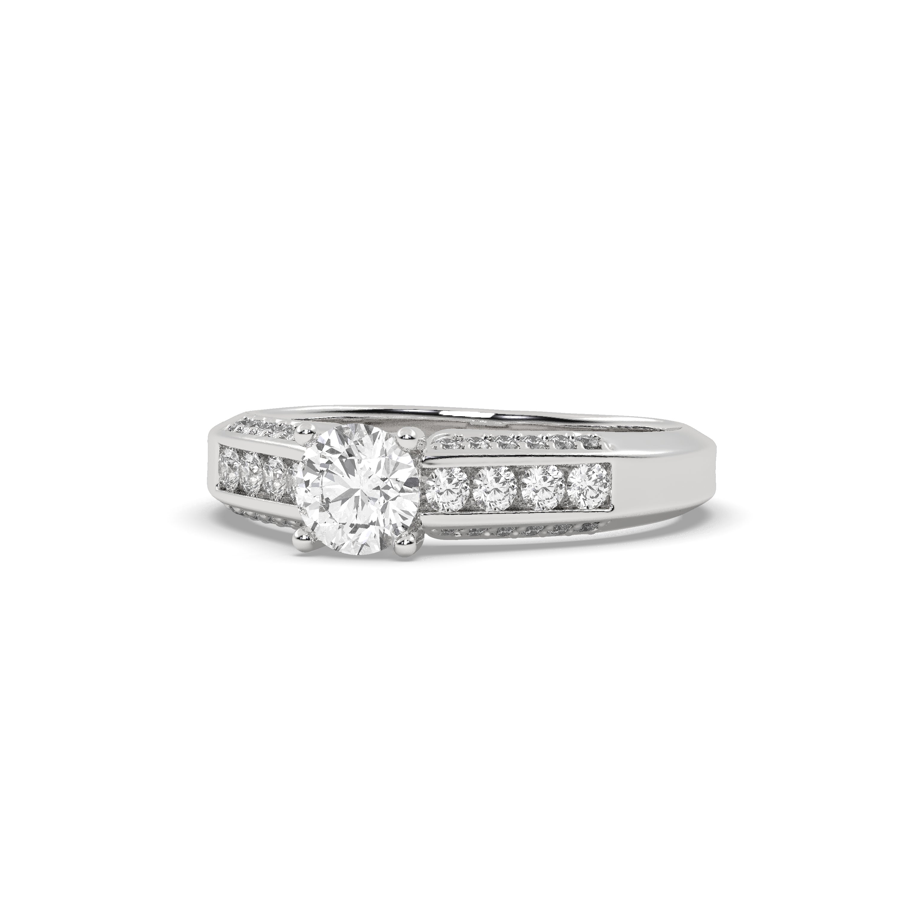 White Gold Studded 1.082 Carat Lab Grown Diamond Ring-G Color VS1 Clarity.